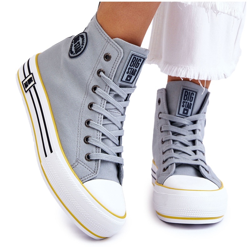 Sneakers Mujer Alta Textil Plataforma Big Star LL274188 Azul Claro