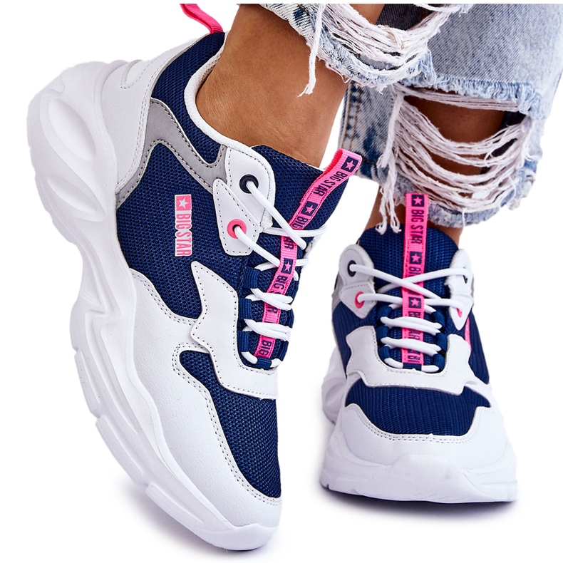 Zapatillas Deportivas Ligeras Mujer Big Star LL274376 Blanco y Azul Marino