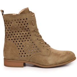 Botas de mujer Jezzi primavera en ante calado beige Botas de mujer Jezzi primavera en ante calado beige
