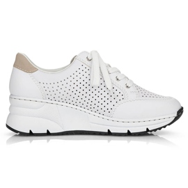 Zapatos cuña Rieker N6304-80 piel blanca blanco Zapatos cuña Rieker N6304-80 piel blanca blanco
