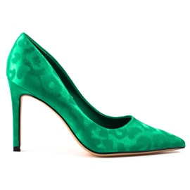 Zapatos de salón de mujer Shelovet con estampado de leopardo verde