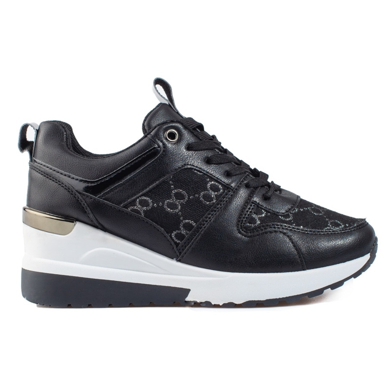 Zapatillas deportivas de mujer Shelovet con cuña y estampado negro