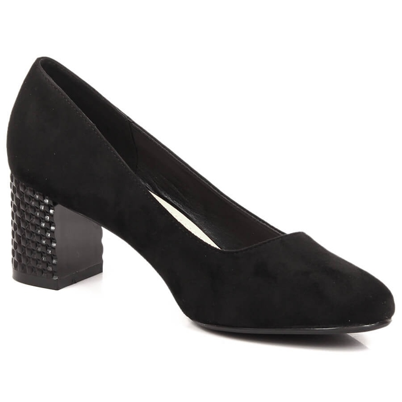 Zapatos de salón de mujer en ante negro con tacón decorativo Sergio Leone PB178