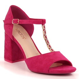 Sandalias mujer ante poste con circonitas fucsias Vinceza 20195 rosado