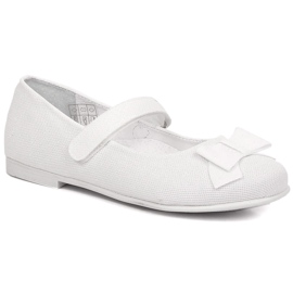 Bailarinas Comunión niña blanco brillo con velcro Kornecki 6802