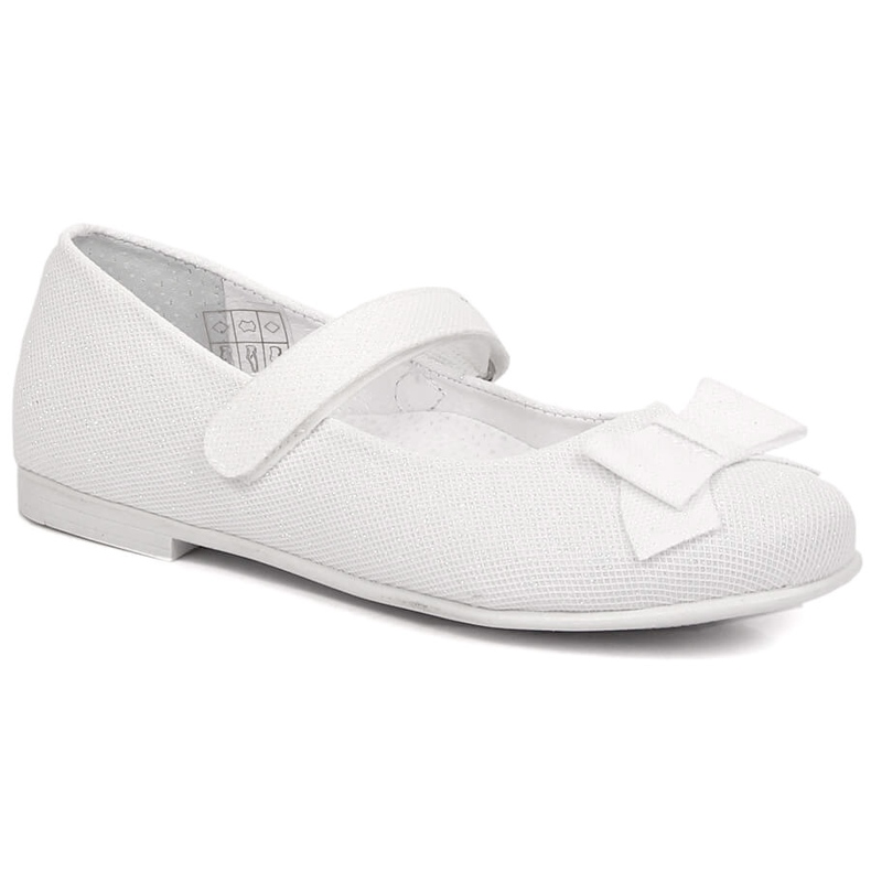 Bailarinas Comunión niña blanco brillo con velcro Kornecki 6802