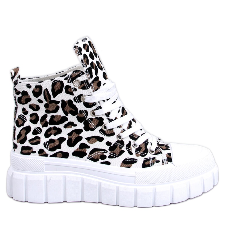PA1 zapatillas altas Lion Leopard con estampado de leopardo beige blanco negro