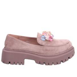 PA1 Mocasines caqui con plataforma y cuentas Stefani beige
