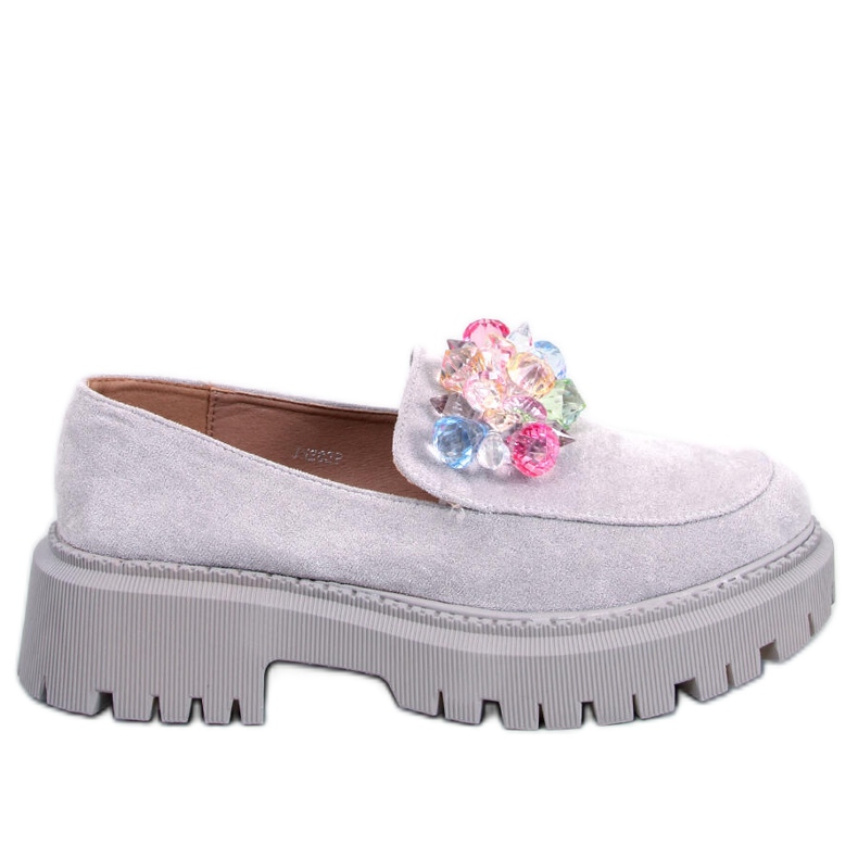 PA1 Mocasines con plataforma y cuentas Stefani Grey gris