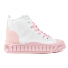 Shelovet zapatillas altas de mujer blancas y rosas blanco rosado