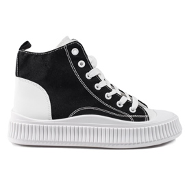 Shelovet zapatillas altas de mujer blancas y negras blanco negro