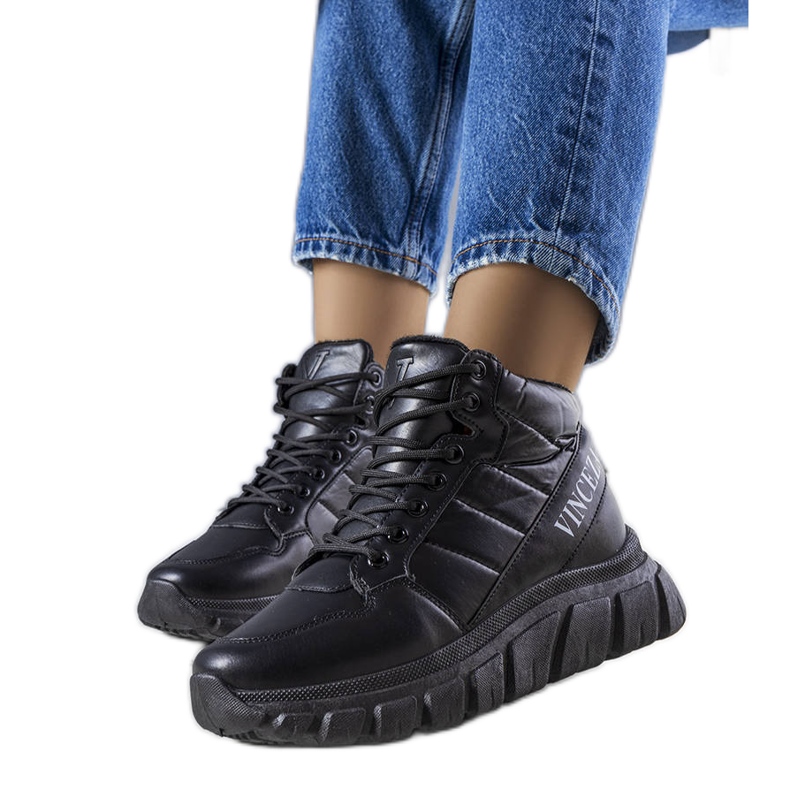 Botas de nieve insuladas luz negras negro