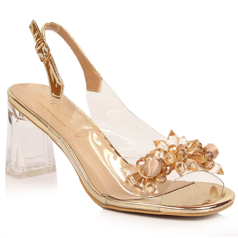 Sandalias mujer tacón dorado transparente D&amp;A MR-C1