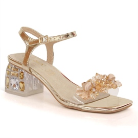 Sandalias mujer dorado transparente con piedras D&amp;A MR-B1