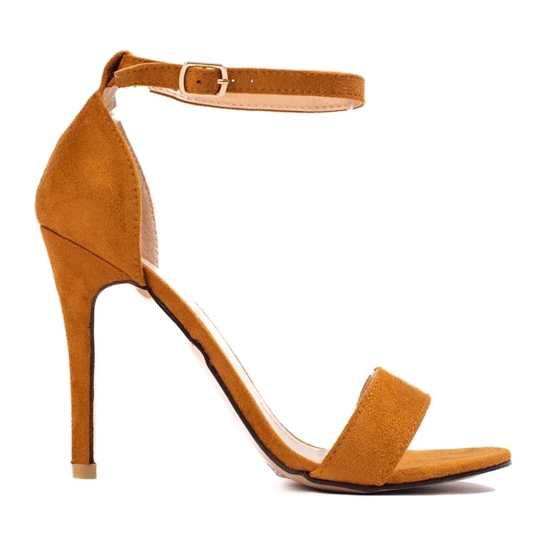 Sandalias de mujer Shelovet mostaza con alfiler marrón