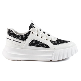 Deportivas de mujer Shelovet blancas con inserciones negras. blanco negro