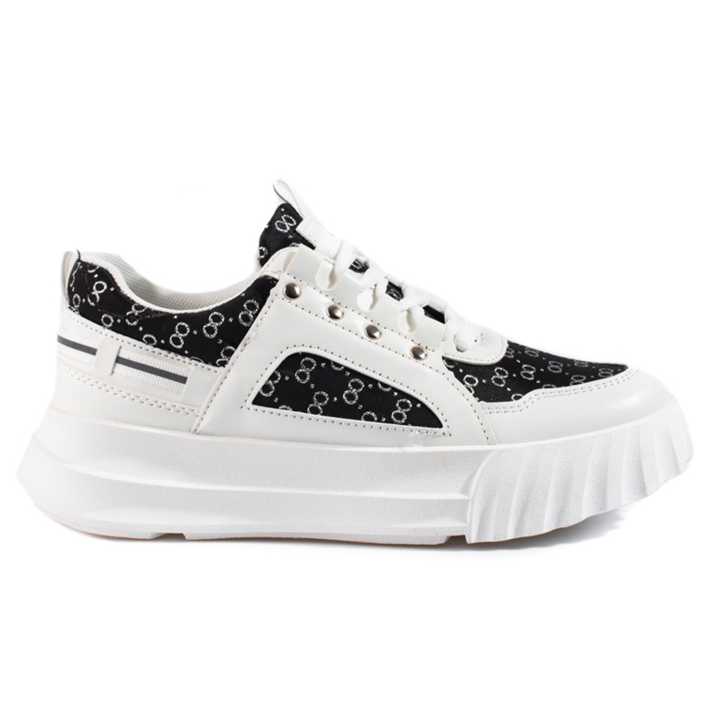 Deportivas de mujer Shelovet blancas con inserciones negras. blanco negro