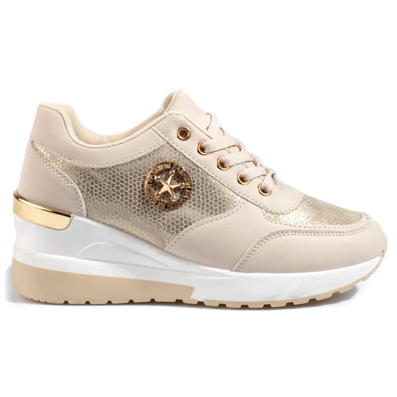 Shelovet zapatillas mujer cuña beige dorado