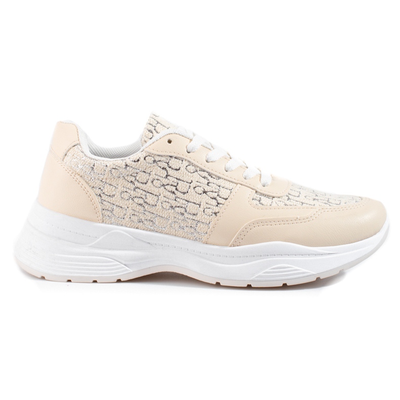 Zapatillas deportivas de mujer Shelovet con estampado beige brillante.