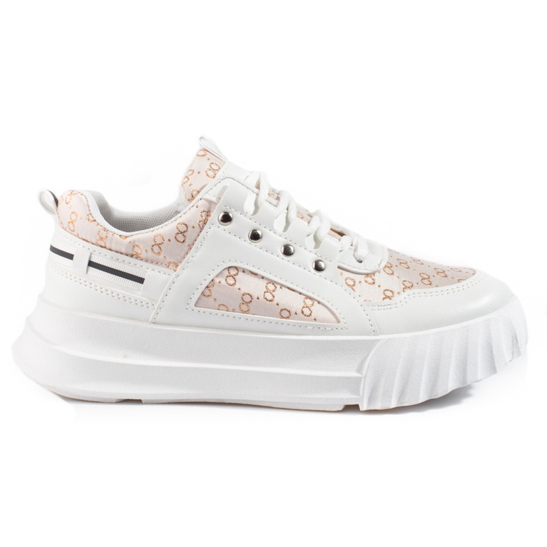 Deportivas de mujer Shelovet blancas con suela gruesa beige blanco dorado