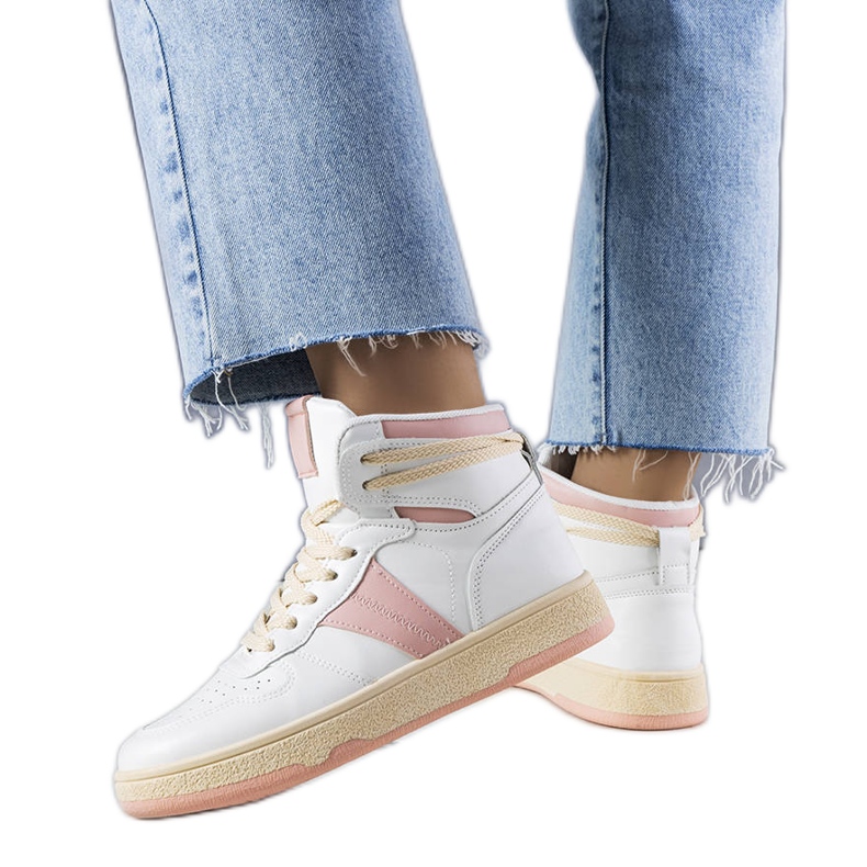 Zapatillas altas rosas de Robin blanco