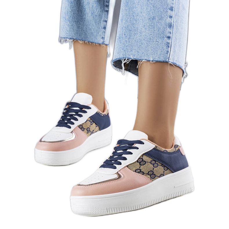 Zapatillas de mujer rosa y azul marino de Luzia rosado