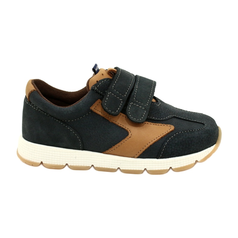 Zapatos Casual Piel Mazurek 1362 Velcro Azul Marino-Marrón