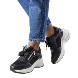 Zapatillas negras con cuña de Stacey negro