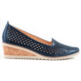 W. Potocki Zapatos de salón calados de mujer Potocki azul marino