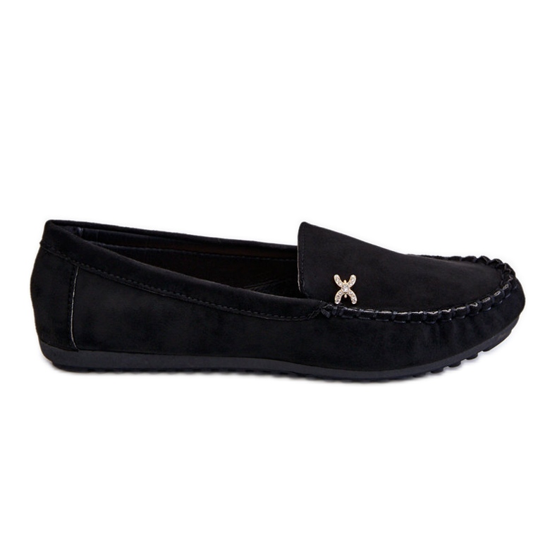 Mocasines De Mujer De Ante Con Adorno Leah Negro