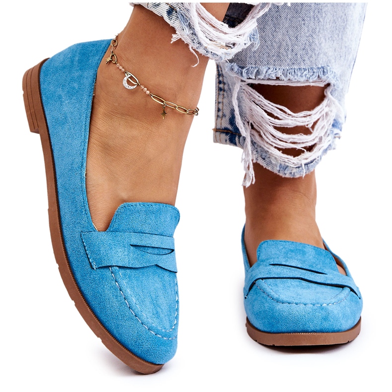 PS1 Mocasines Mujer Cómodos Ante Azul Lucca