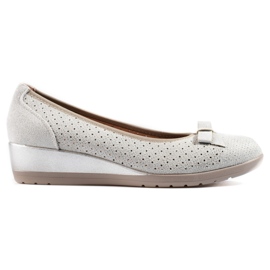 W. Potocki Zapatos de salón de mujer con cuña baja calados Potocki gris