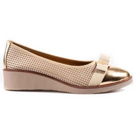 W. Potocki Zapatos de salón de mujer Potocki calados dorados beige
