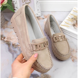 Mocasines mujer de piel en plataforma beige Filippo DP3334