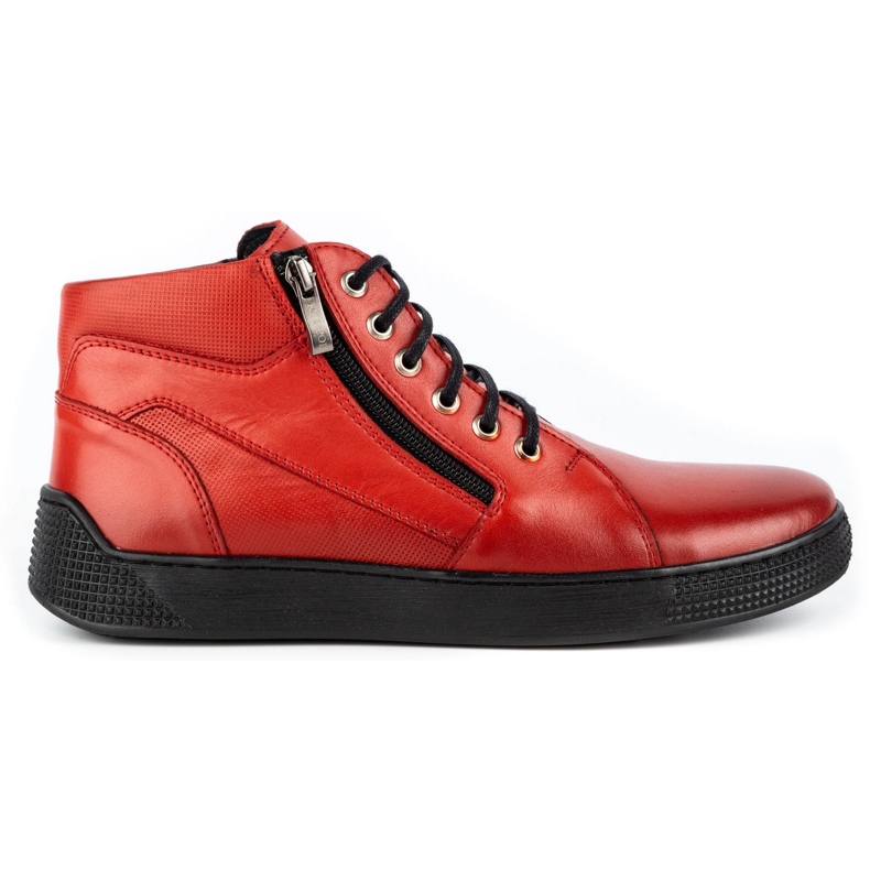 Kampol Zapatos de hombre sneakers de piel 120SW rojo