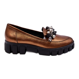 Mocasines Mujer Con Plataforma Laura Messi 2392 Oro Oscuro dorado