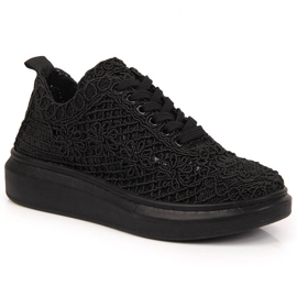 Zapatos de mujer con cordones en la plataforma negra Artiker 50C1114 negro