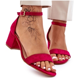 PS1 Sandalias de tacón bajo de ante fucsia Quincy rosa