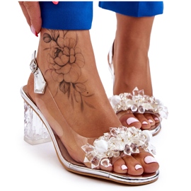 S.Barski Sandalias De Moda Con Abalorios Plata Terrance