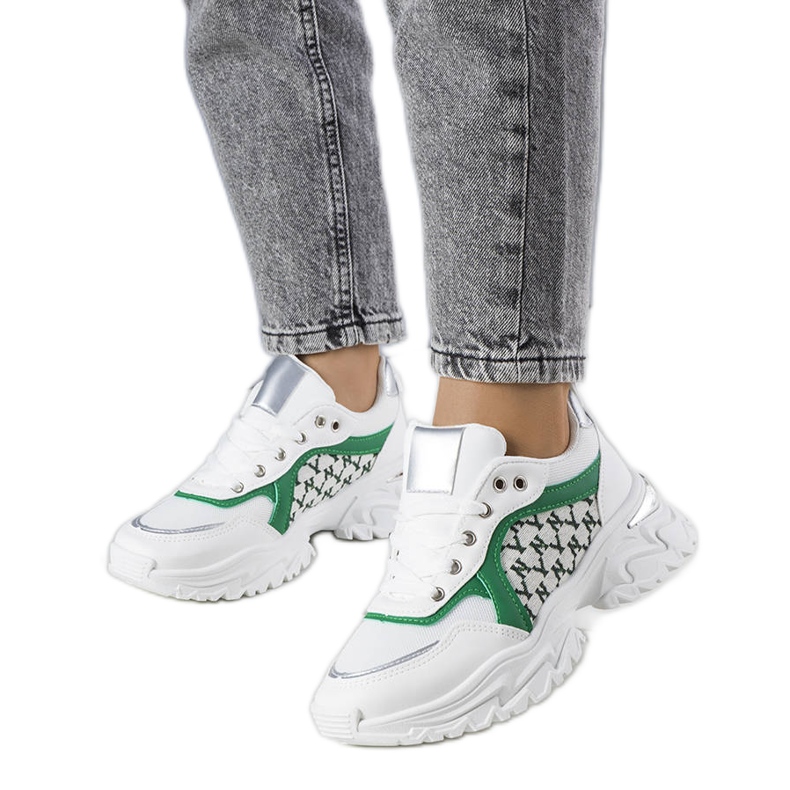 Zapatillas blancas y verdes de mujer de Florival blanco