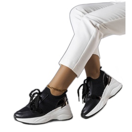 Zapatillas negras con cuña de Ann negro
