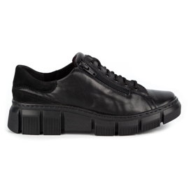 WASAK Zapatos mujer sneakers de piel 0663W negro