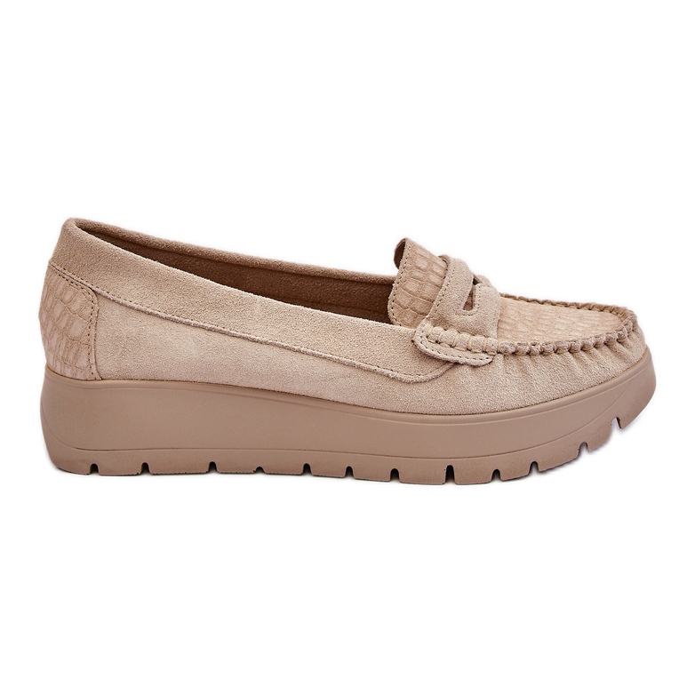 Lemar Mocasín Ante Plataforma Beige Claro Milana
