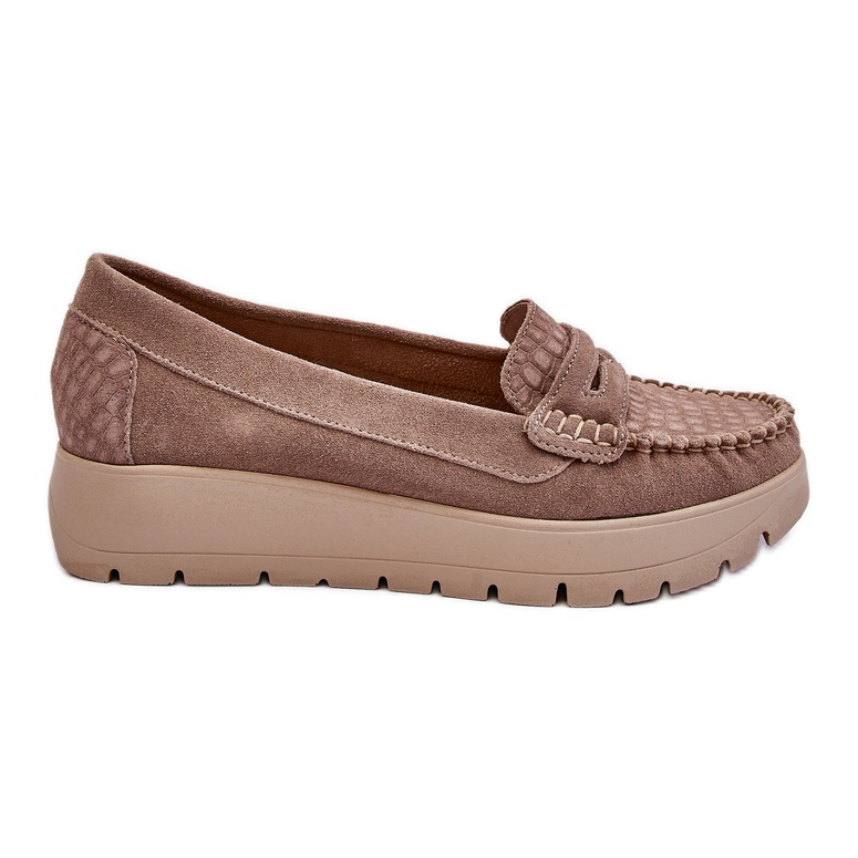Lemar Mocasines Milana Ante Plataforma Beige Oscuro