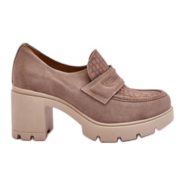 Lemar Zapatos Plataforma Y Tacón Grueso De Ante Arabell Beige Oscuro