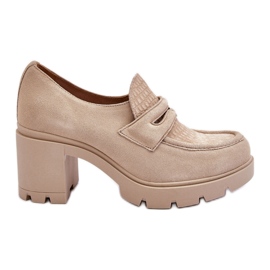 Lemar Zapatos Plataforma Y Tacón Grueso De Ante Arabell Beige Claro