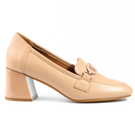 Zapatos de salón de mujer Vinceza beige con tacón alto
