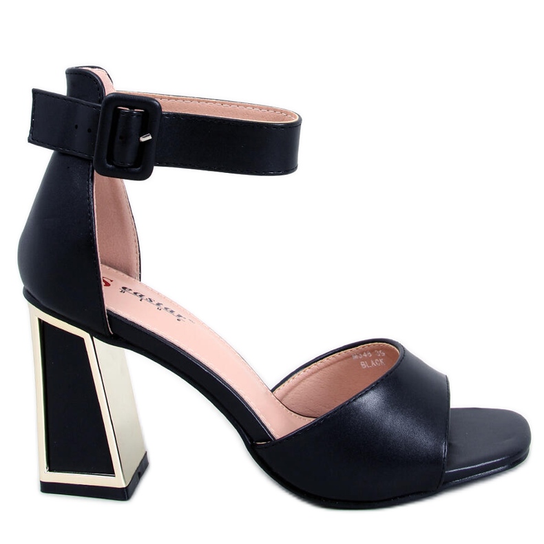 BM Sandalias de tacón con cinturón de Ellen Black negro