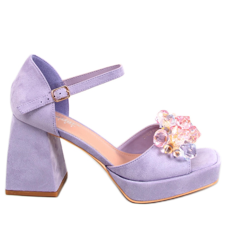 BM Sandalias tacón ancho con piedras Mirella Purple violeta