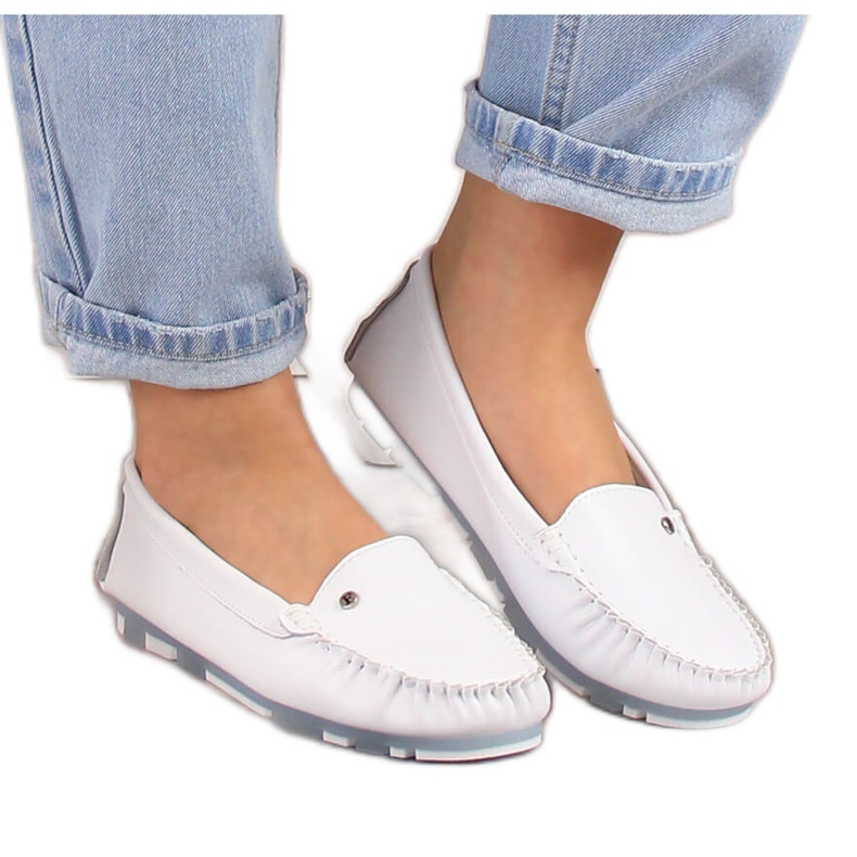 Mocasines mujer piel blanco Filippo